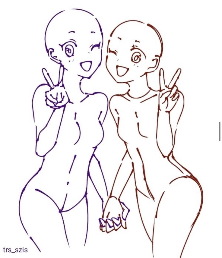 a drawing of two women with one pointing at the other