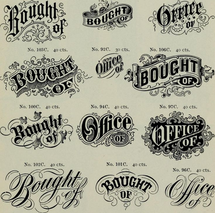 some type of calligraphy that is in different styles and font types, with the words written