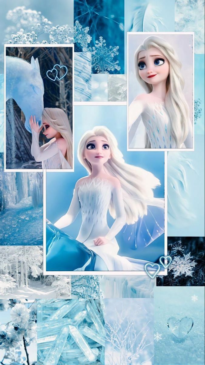 a collage of frozen snow and ice princesses in various photoshopped styles