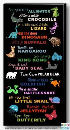 a poster with different types of animals and words on it's black background, including names