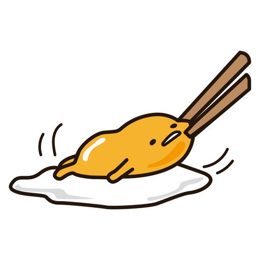 an egg on a plate with chopsticks in the shape of a fried egg