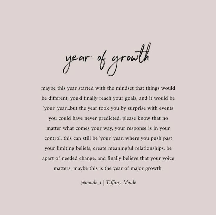 a poem written in black ink on a gray background with the words year of growth