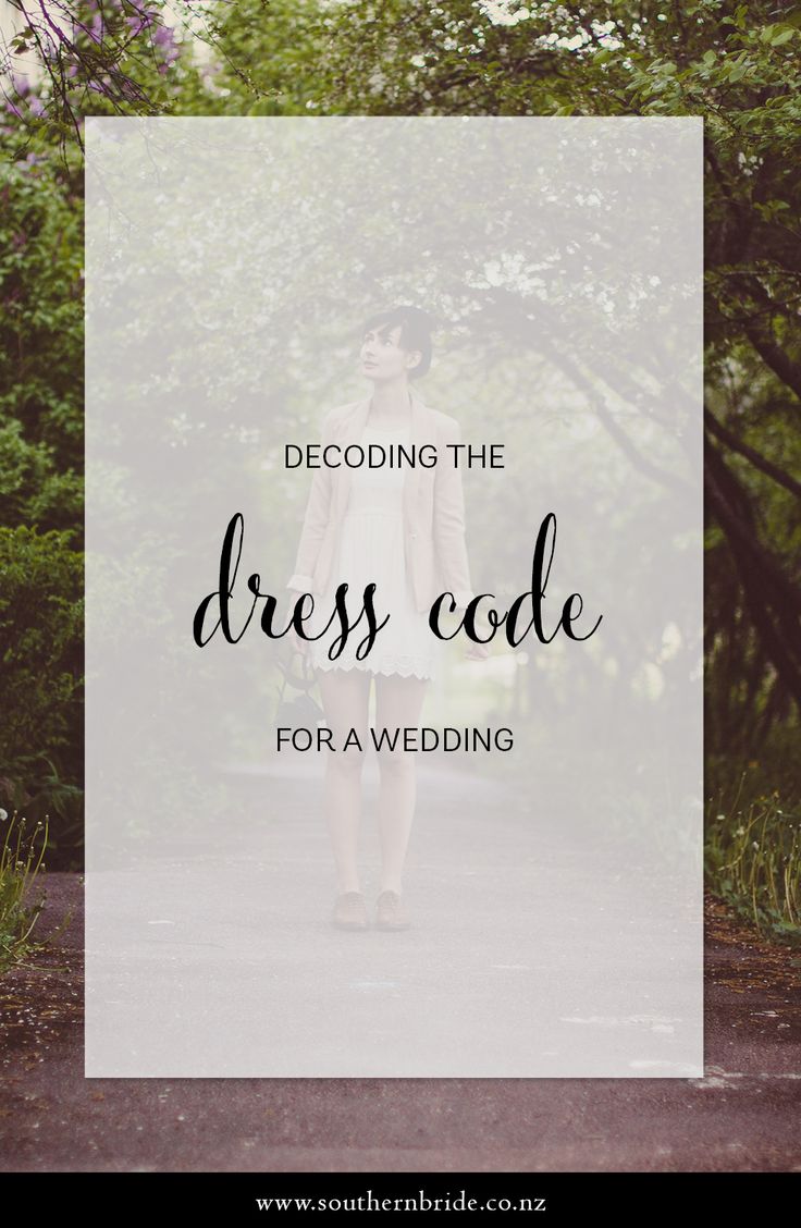 a woman walking down a road with the words decoding the dress code for a wedding