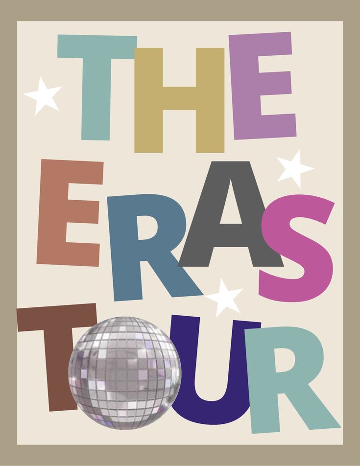 the eras tour poster with disco ball and stars