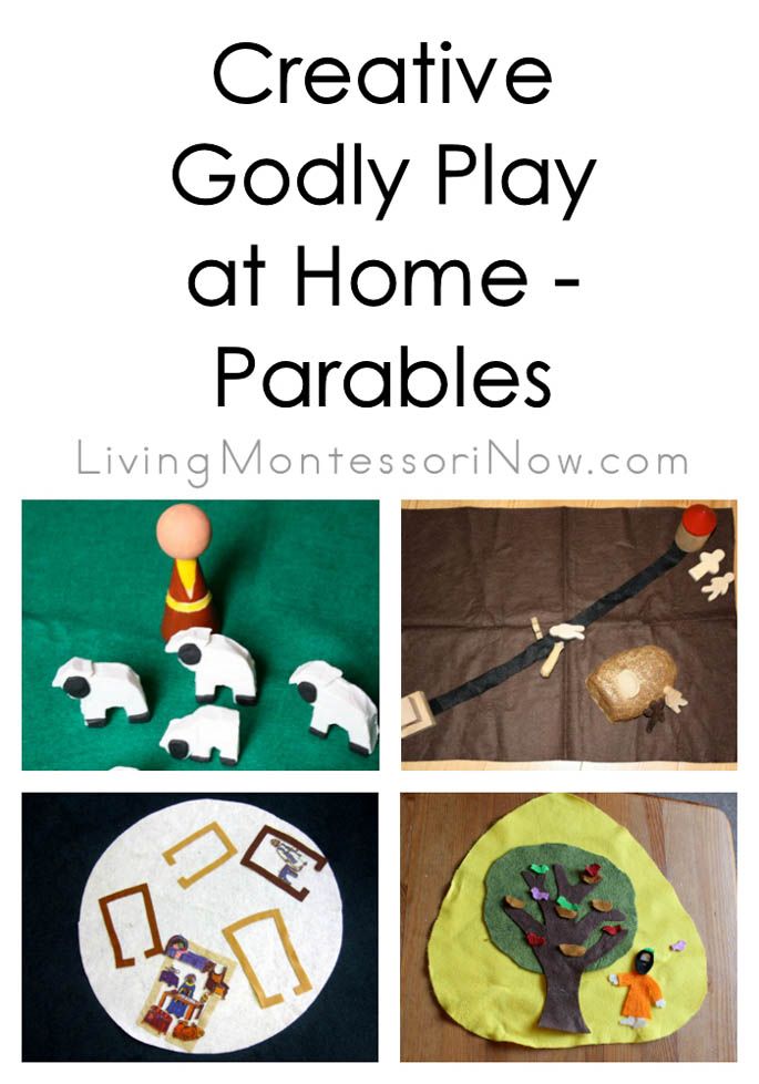 an advertisement for the creative play at home - parables program with pictures of animals and trees