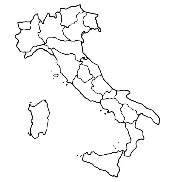 the map of italy in black and white