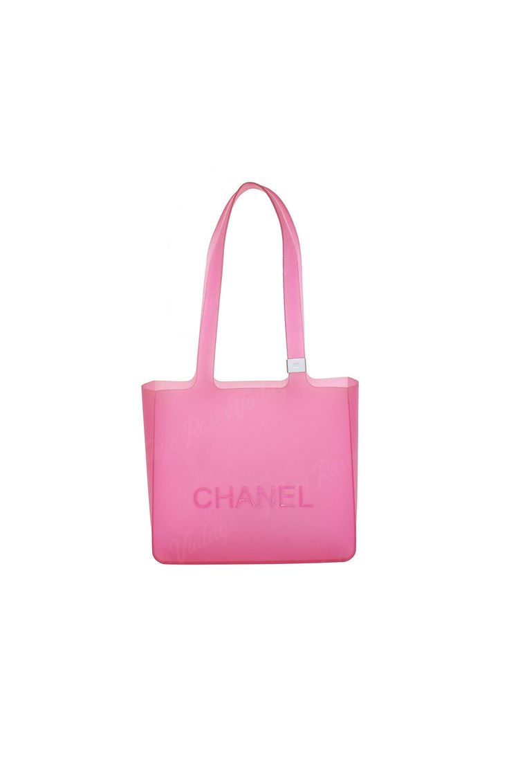 Chanel Pink Rubber Tote Bag | Tokyo Roses Vintage Tokyo Roses Vintage, Pink Evening Shoulder Bag With Logo, Modern Pink Shoulder Bag With Logo, Designer Pink Bag With Logo, Designer Pink Shoulder Bag With Logo, Pink Shoulder Bag With Logo, Trendy Pink Shoulder Bag With Logo, Pink Logo Shoulder Bag, Vintage Chanel Clothing