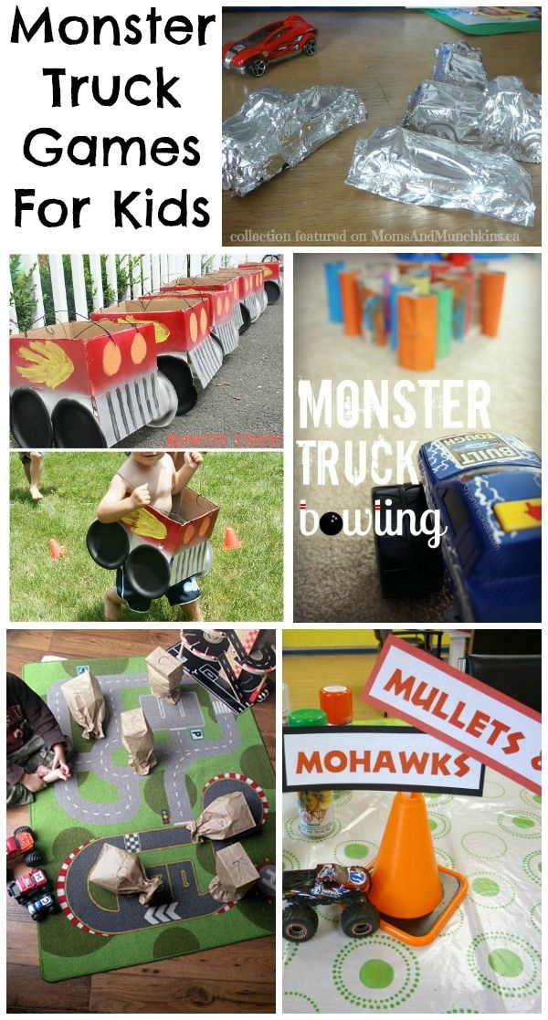 the monster truck games for kids are fun and easy to make with construction paper plates