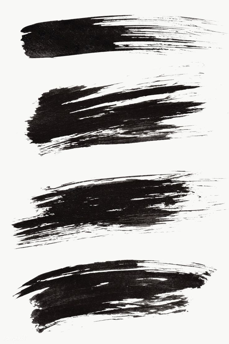 four different black brush strokes on white paper