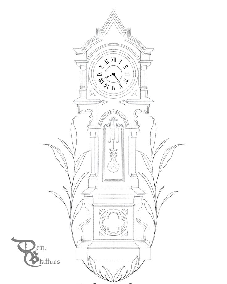 a drawing of a tall clock tower