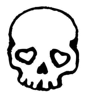 a black and white drawing of a skull