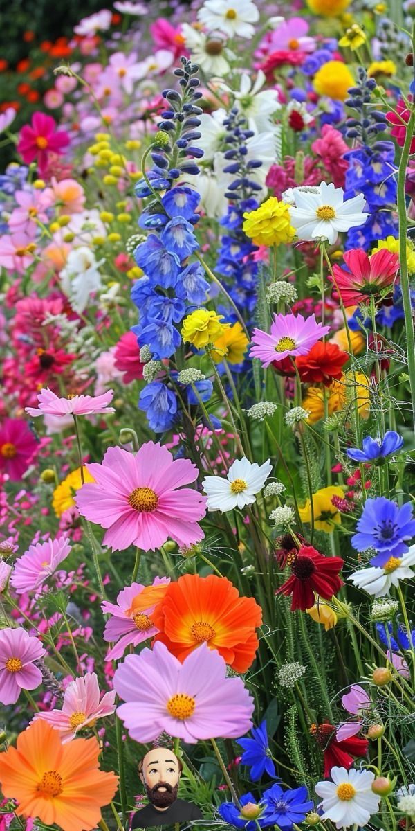 a garden filled with lots of different colored flowers