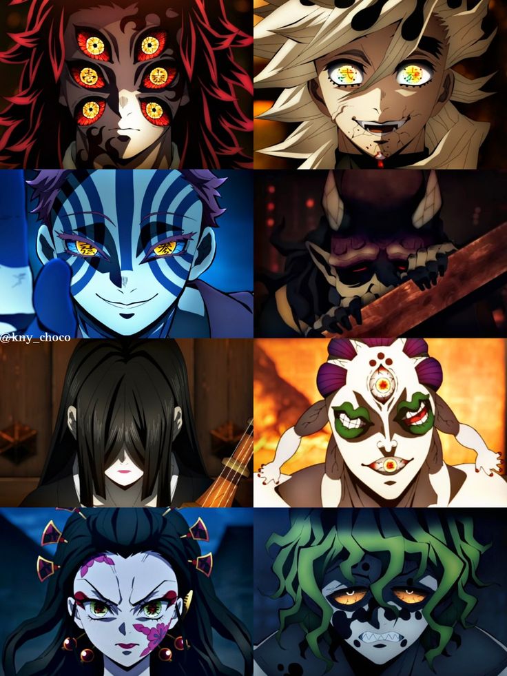 the many faces of an anime character with different colors and hair, all in different styles