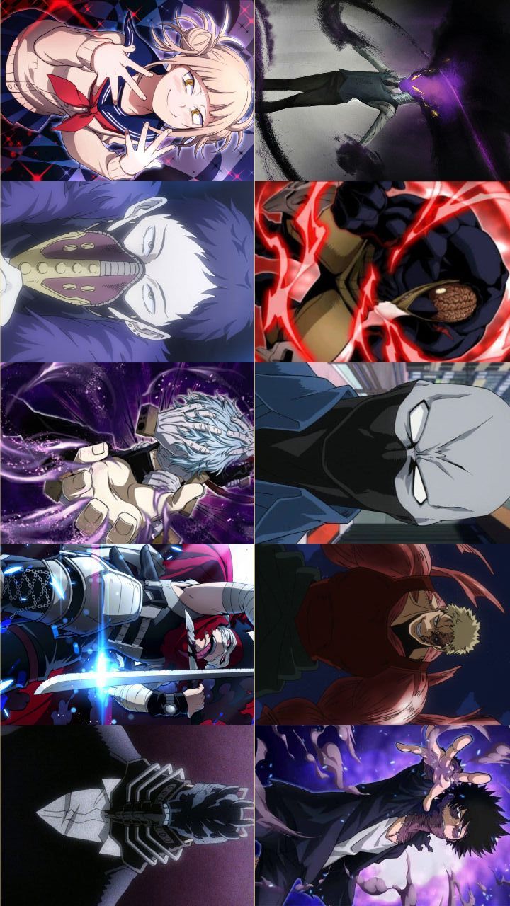 many different anime characters are shown in this collage, including one with red eyes