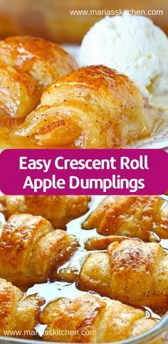 easy crescent roll apple dumplings in a glass bowl