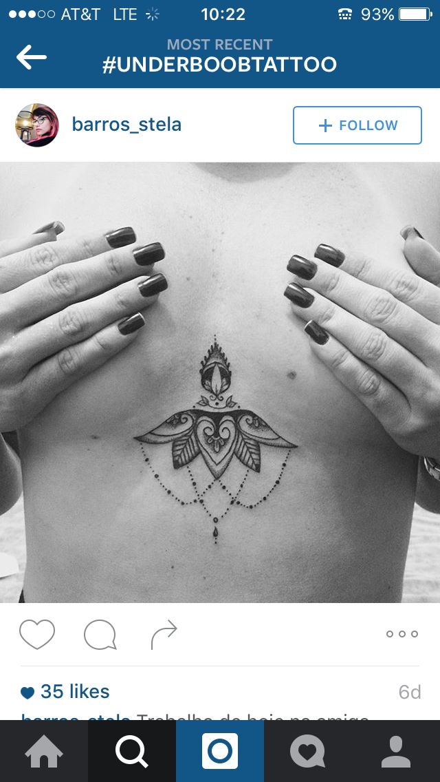 a woman's chest with tattoos on it, and the words underbobatatoo