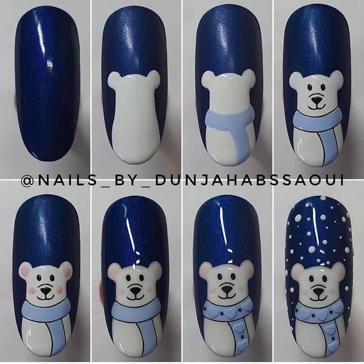 Baby Nail Art, Tape Nail Art, Quick Nail Art, Xmas Nail Art, Bears Nails, Nagellack Trends, Art Deco Nails, Gel Nail Art Designs, Nail Drawing