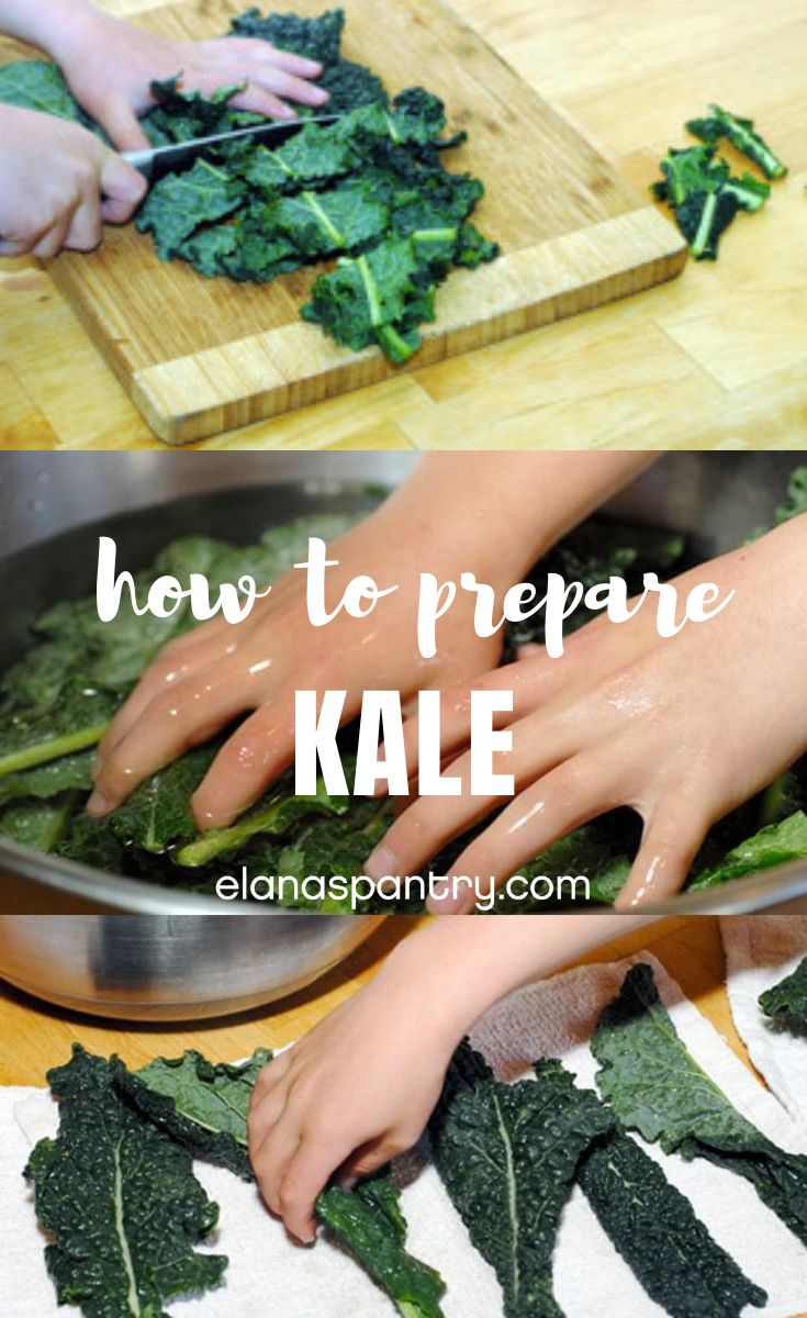 how to prepare kale on a cutting board