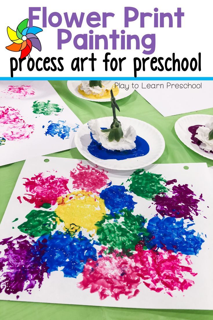 flower print painting process for preschool