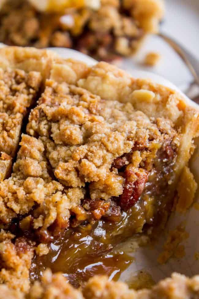 a close up of a pie on a plate