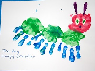 the very hungry caterpillar hand print