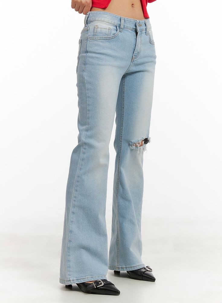 distressed-bootcut-jeans-cy403 / Light blue Trendy Distressed Light Wash Flare Jeans, Trendy Light Wash Distressed Flare Jeans, Trendy Distressed Flare Jeans, Trendy Distressed Denim Flare Jeans, Trendy Distressed Jean Shorts, Trendy Full-length Jeans With Frayed Hem, Trendy Full Length Jeans With Frayed Hem, Grunge Wide Leg Flare Jeans, Trendy Distressed Stretch Flare Jeans