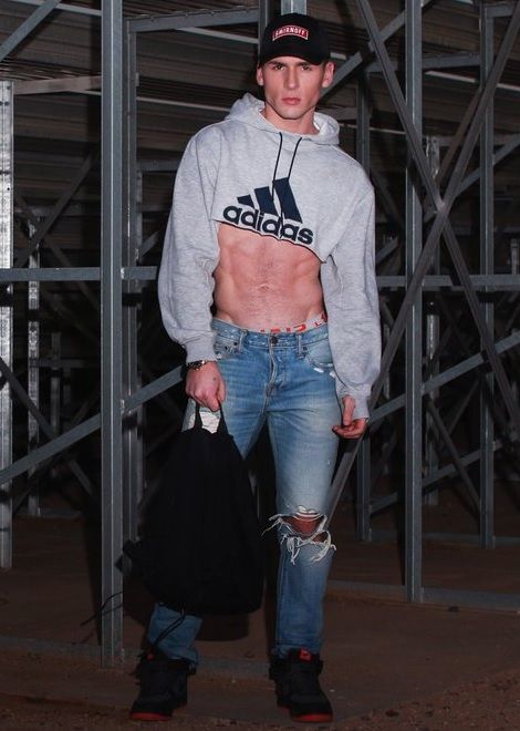 Male crop top hoodie Half Shirt Outfits, Crop Tops For Men, Crop Top Guy, Mens Crop Tops, Crop Top Men, Boys In Crop Tops, Male Crop Top, Mens Crop Top, Half Shirt