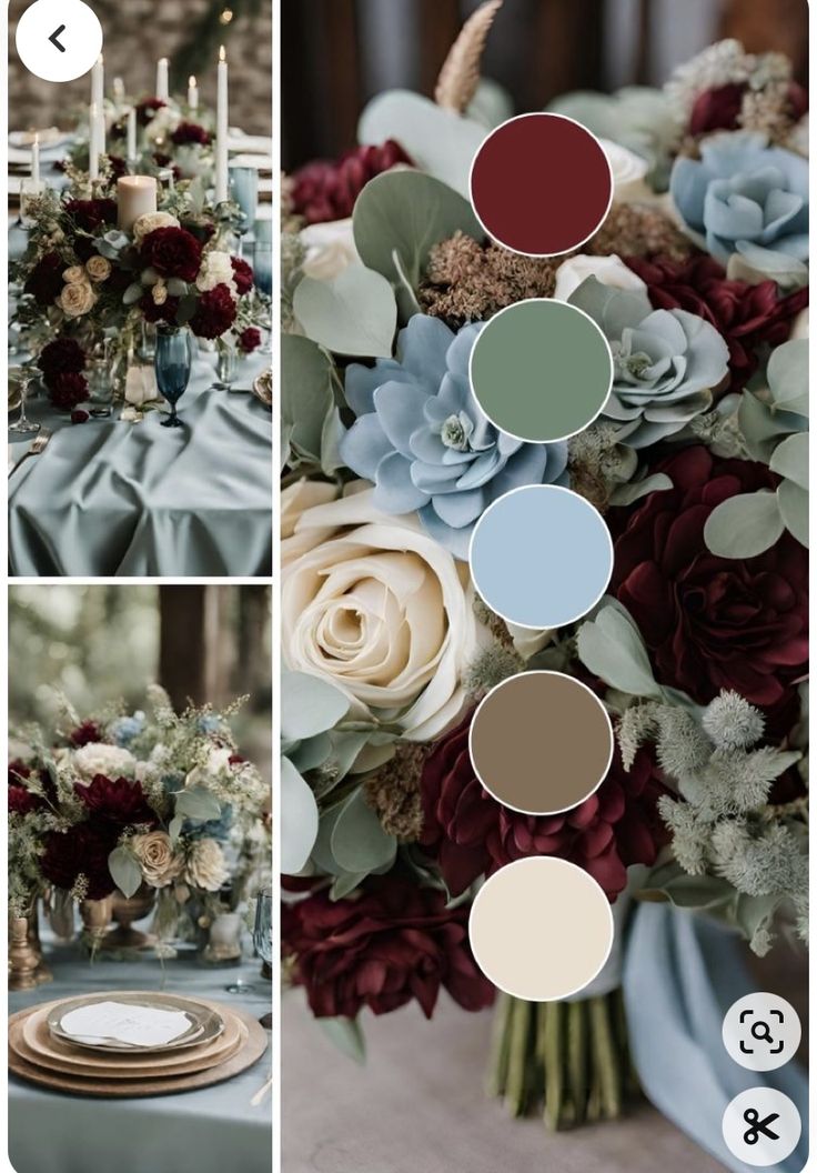 the color palettes for this wedding are red, white and blue