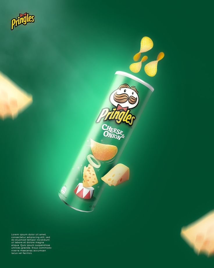 an advertisement for pringle's potato chips is shown in the air with falling pieces