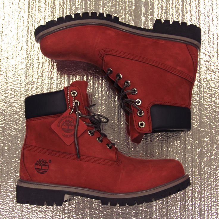 Our classic 6 inch, in rich red. timberland Red Timberland Boots, Red Timberlands, Galaxy Converse, Galaxy Vans, Timberland Boots Outfit, Timberland Waterproof Boots, Timberland Outfits, Rugged Boots, Yellow Boots