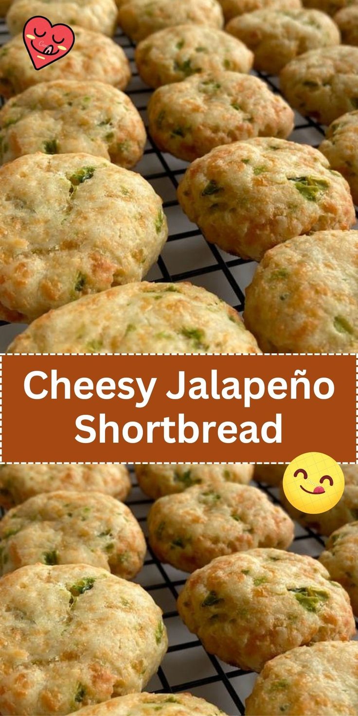 cheesy jalapeno shortbread muffins on a cooling rack