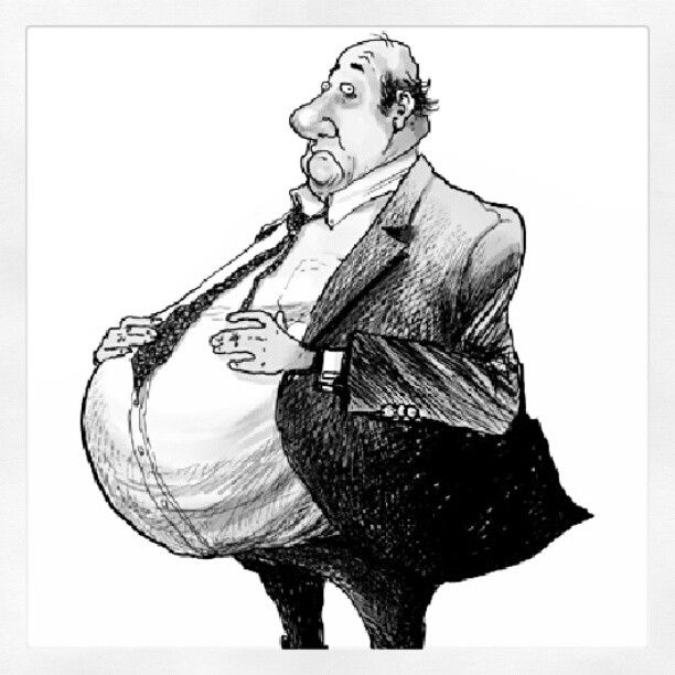 a drawing of a man in a suit and tie carrying a large bag on his back