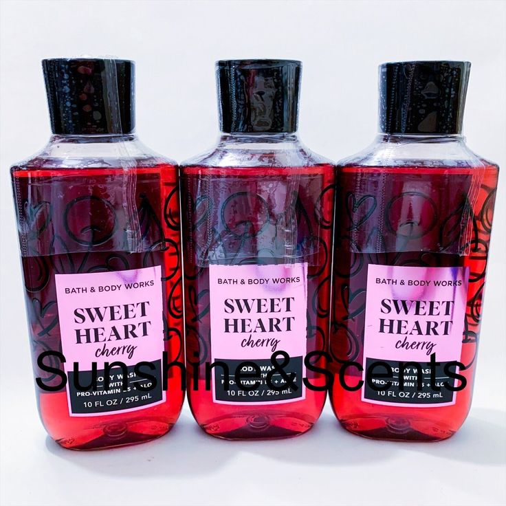 3-Pack Bath & Body Wash SWEETHEART CHERRY Shower Gel Body Wash w/ Pro-Vitamin B5 and Aloe 10oz NEW Fragrance notes of Wild Cherry, Crushed Pistachio and Whipped Vanilla. Thanks for looking!! Wild Cherry, New Fragrances, Fragrance Notes, Bath Body Works, Smell Good, Shower Gel, Pistachio, Bath And Body Works, Body Works