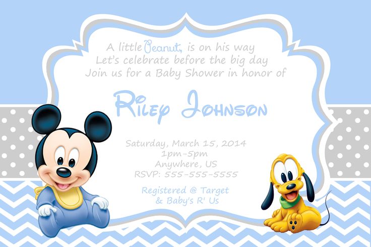 a mickey mouse birthday party with a blue and white chevrone background, including the name