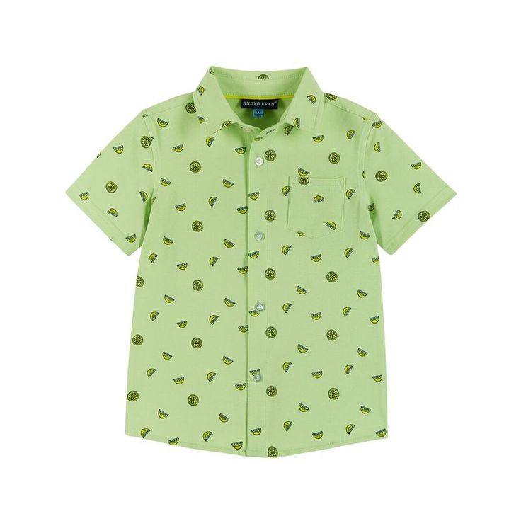 Color/Pattern: Light Green Lemon 95% Cotton, 5% Spandex Machine Wash Imported Green Lemon, Lemon Print, Boys Jacket, Green And Yellow, Short Sleeve Button Up, Kids Shorts, Boy Shorts, Toddler Boys, Kids Boys