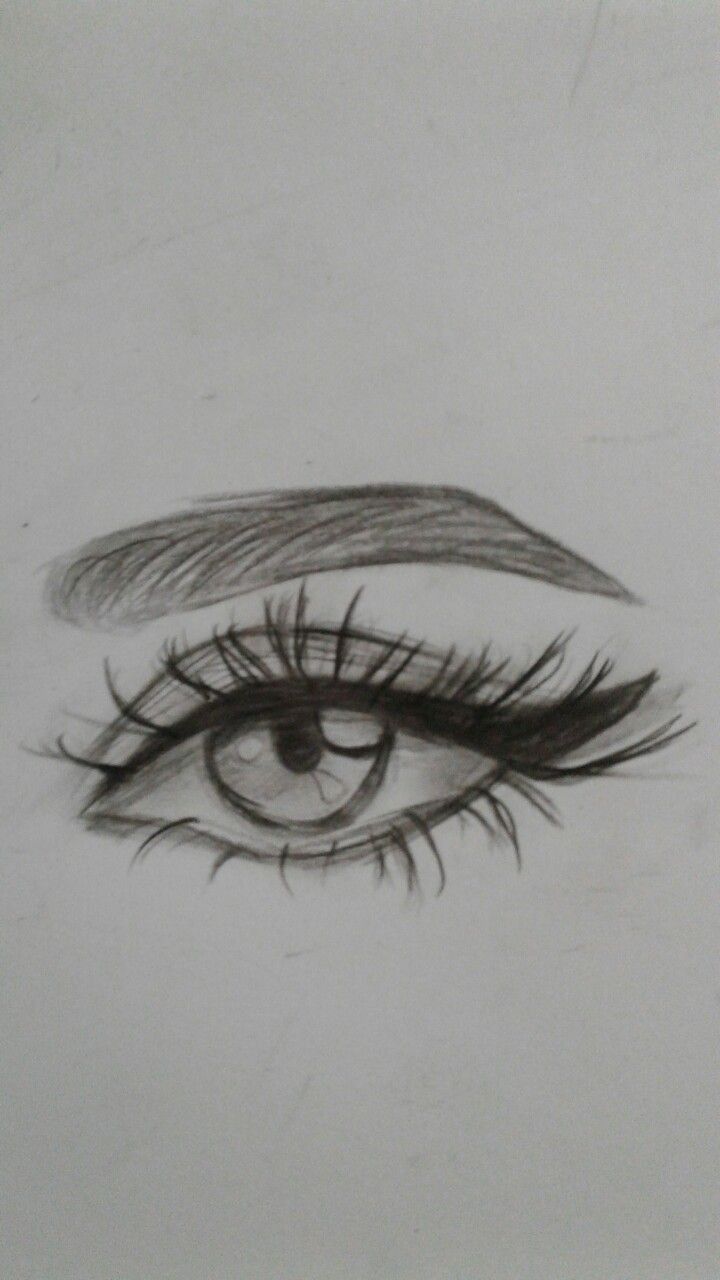 a drawing of an eye with long lashes