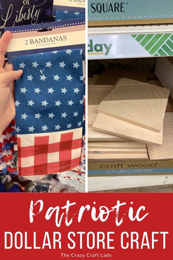 patriotic dollar store craft with text overlay