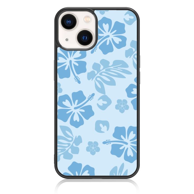 an iphone case with blue flowers on it