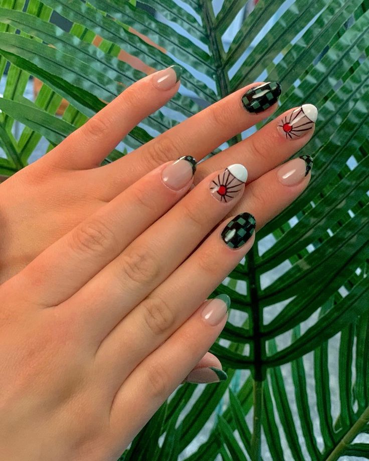 Anime Themed Nails Simple, Cute Character Nail Designs, Demon Slayer Nails Simple, Anime Short Nail Designs, Anime Nails Art Demon Slayer, Anime Theme Nails, Anime Inspired Nails Demon Slayer, Anime Short Nails, Demon Slayer Nails Short