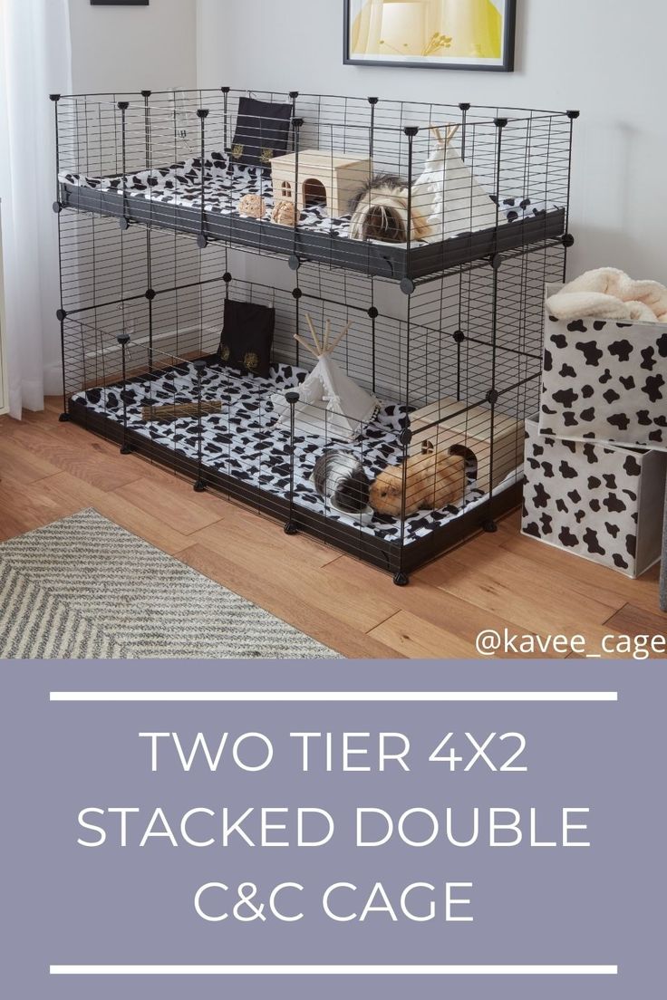 two tier 4x2 caged double & cage for small animals in the living room