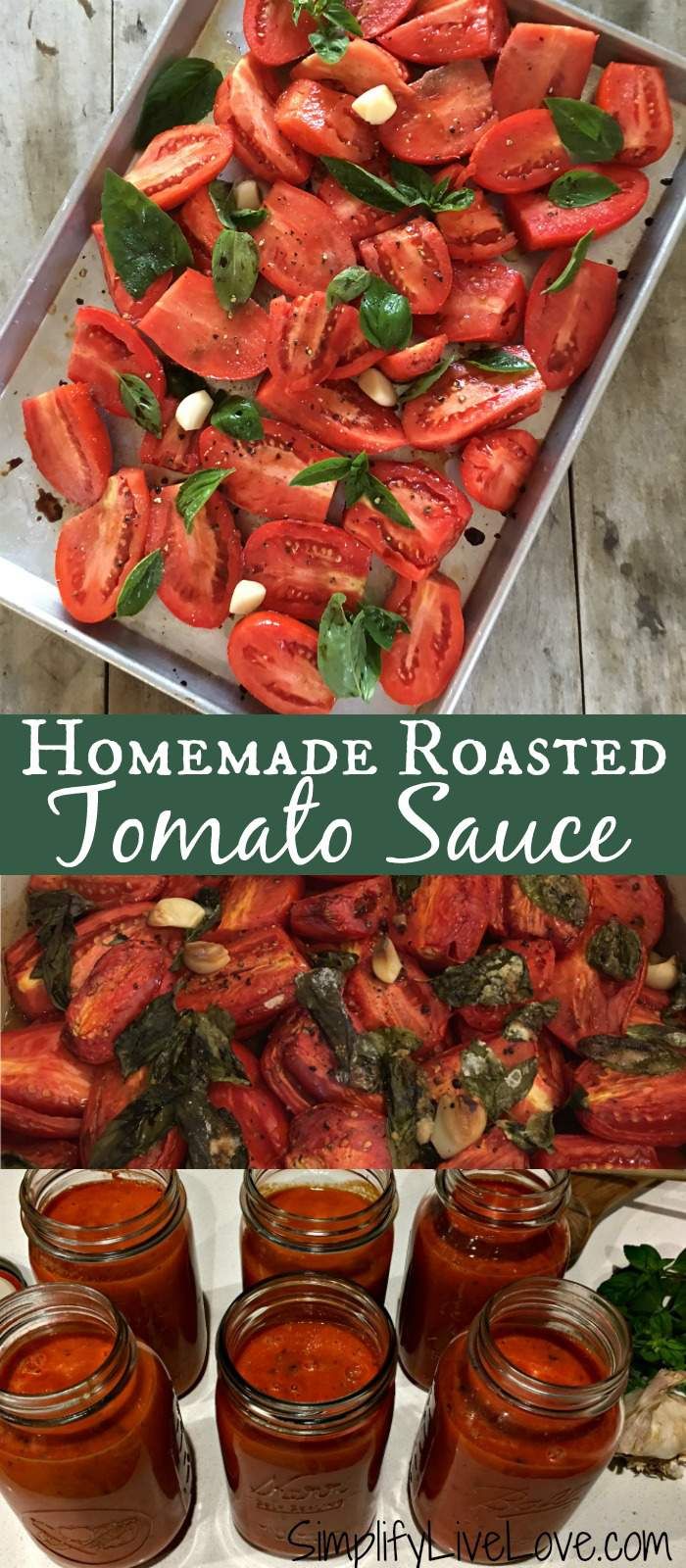 homemade roasted tomato sauce with basil and tomatoes