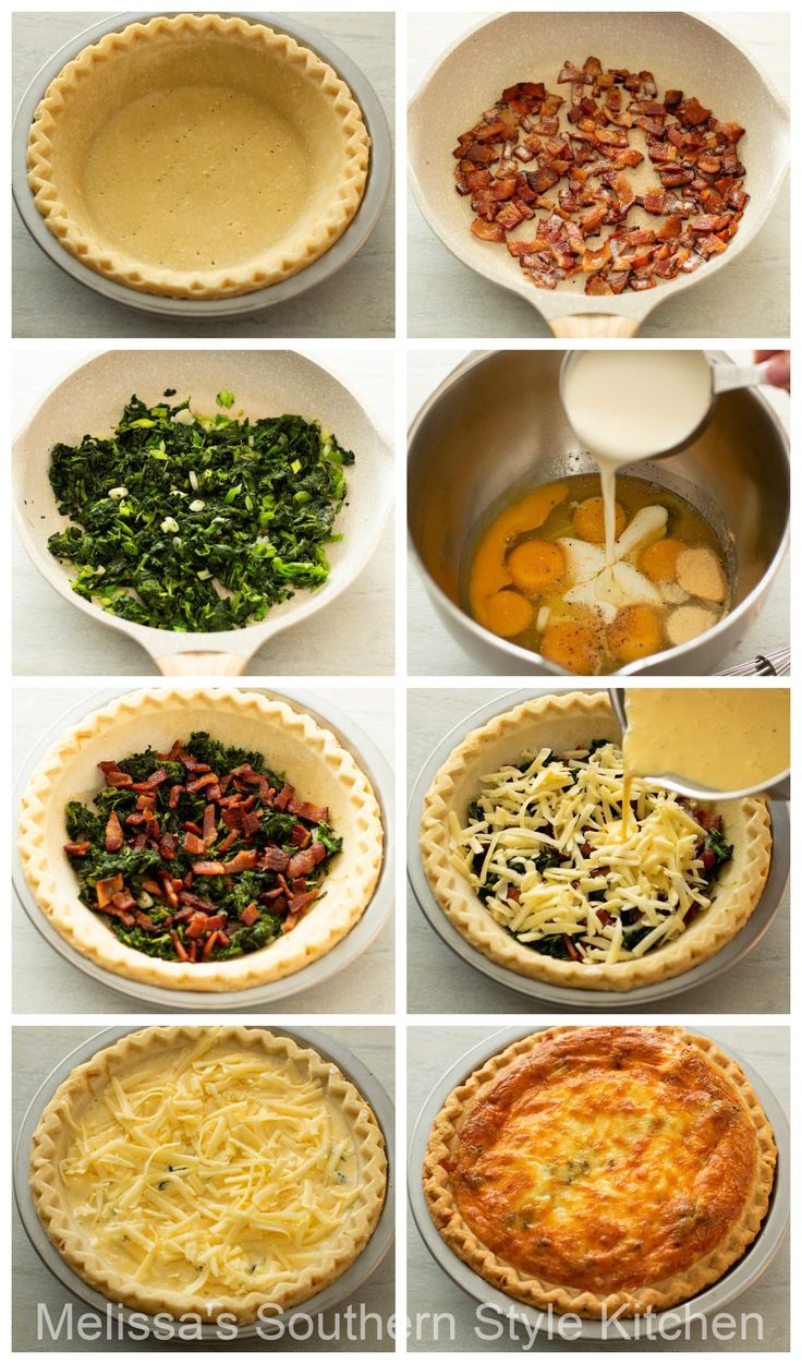 six different types of pies with toppings in them