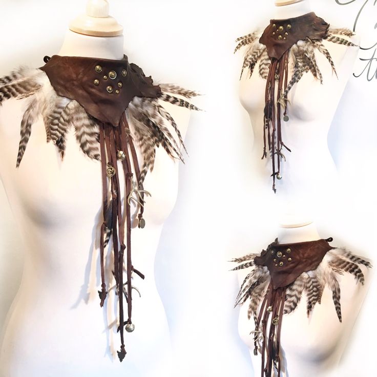 Wild Artwork, Feather Corset, Viking Costume, Fest Outfits, Larp Costume, Collar Choker, Fantasias Halloween, Fantasy Costumes, Recycled Leather