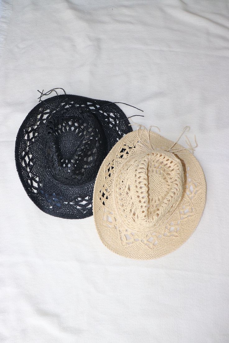 Colors: Black & Cream Staw material Cowboy style Cowgirl Straw Hat, Coastal Cowgirl, Cowboy Style, First They Came, Knitting Materials, Straw Hat, Shoe Box, Black Cream, Straw