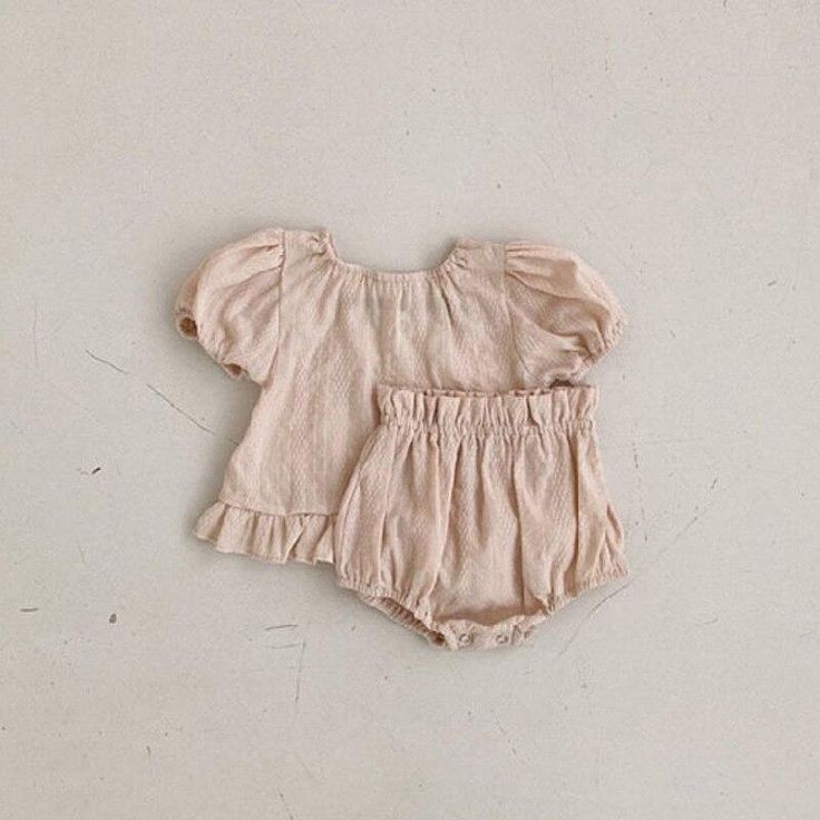 Baby Ruffled Blouse With Bloomer – Teeny Mini Me Summer Ruffled Bloomers For Daywear, Cute Pink Short Set For Summer, Summer Ruffle Set With Shorts, Summer Ruffled Short Sets, Cottagecore Summer Beach Tops, Cute Summer Bloomers, Beach Cotton Sets With Ruffles, Cute Ruffled Bloomers For Beach, Cute Ruffled Sets For Vacation