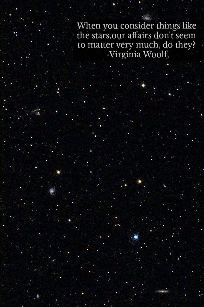 the sky with many stars in it and a quote from virginia wool