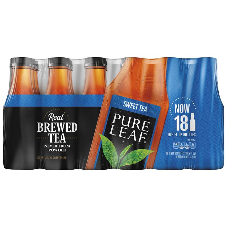 four bottles of iced tea and one bottle of sweet tea are shown in this image