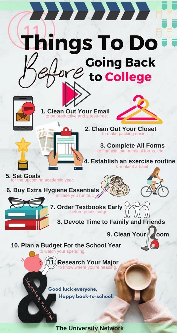 a poster with the words things to do before going back to college