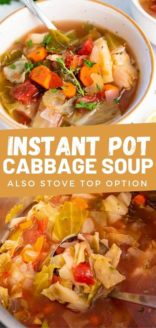 instant pot cabbage soup with carrots and other vegetables