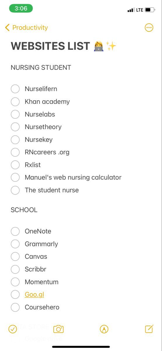 a screenshot of the website's list for nursing students, including an image of a